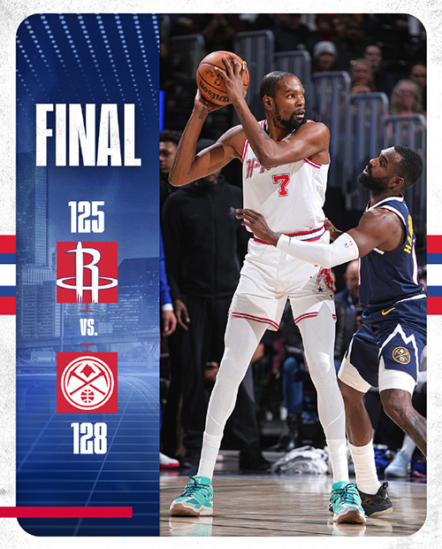 掘金128-125加时险胜火箭，<a href=/player/lanqiuxiangguan/130.html target=_blank class=infotextkey>约基奇</a>39+15+10，申京33+10+10